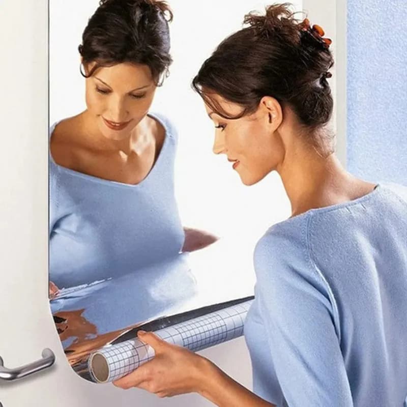 3D Mirror Wall Stickers, Decorative Self Adhesive Mirror Paper for Home (100 x 50 CM - 3 Pcs) - Image 2