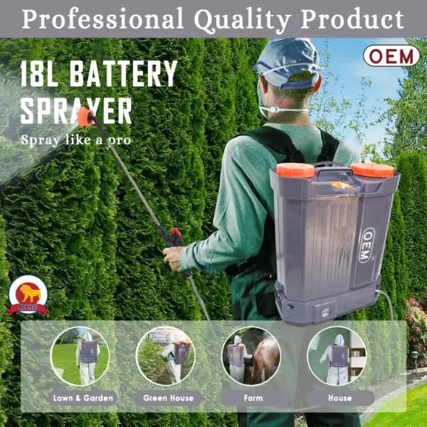 OEM Battery Sprayer With 12V x 10A Battery (18 L Capacity), Copper High Pressure Motor, 4 Free Nozzles Powerful Agricultural Sprayer - Image 6