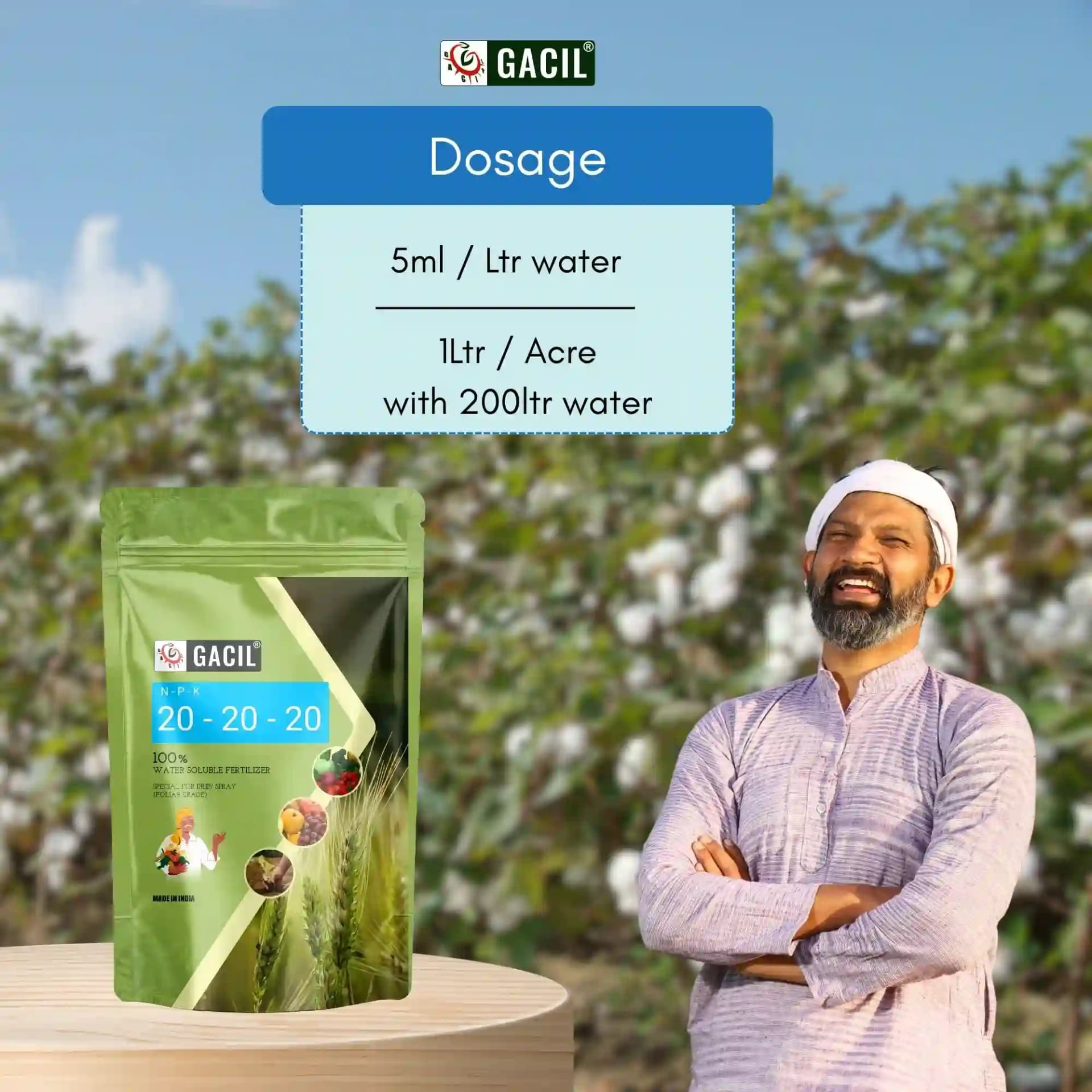 GACIL NPK 20:20:20 Water Soluble Fertilizer Balanced Plant Growth Booster For Vegetables, Fruits, Flowers & Field Crops - Image 5