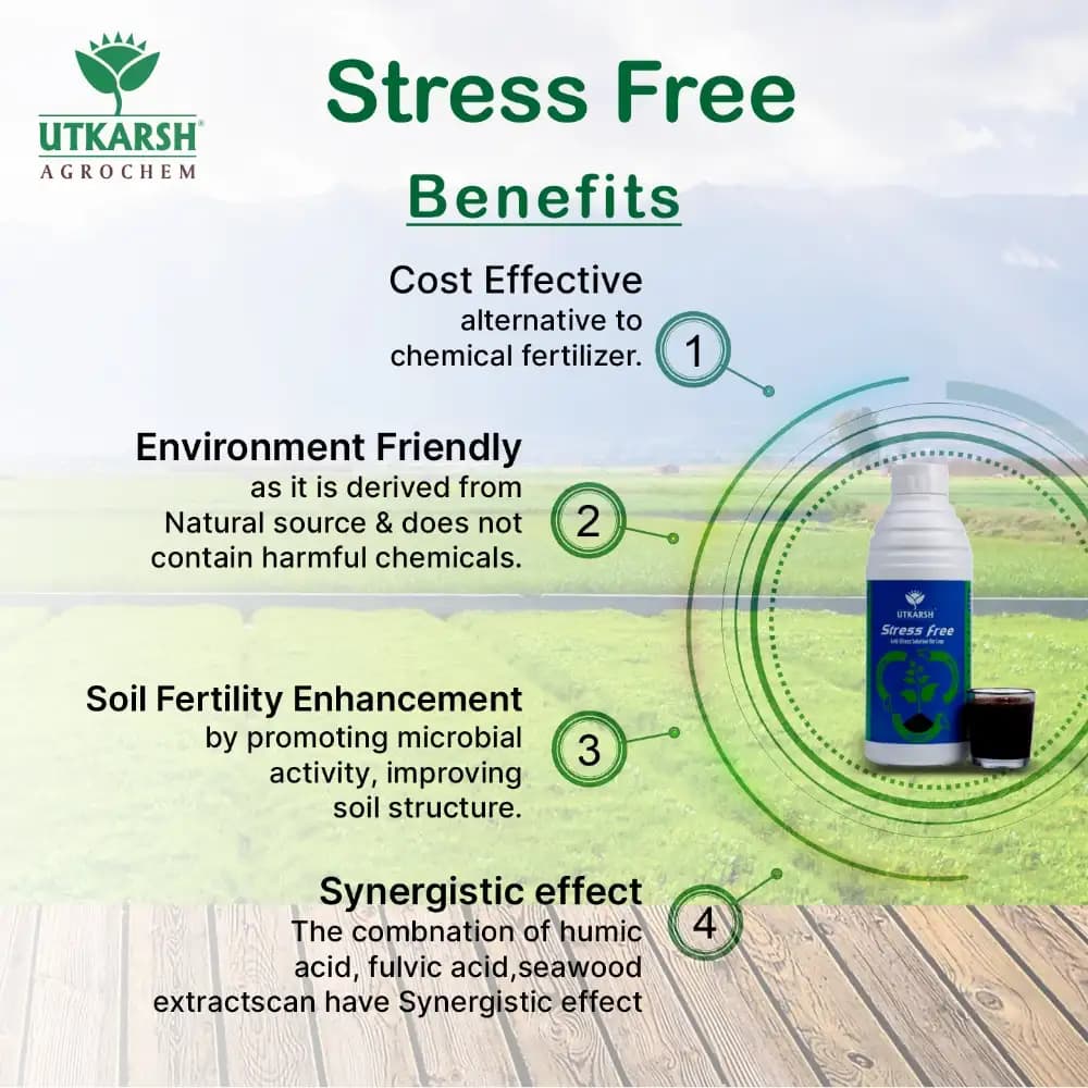 Utkarsh Stress Free Anti-Stress Solution Bio-Stimulant, Combination Of Humic Acid, Fulvic Acid, Best Amino Acids And Seaweeds - Image 3