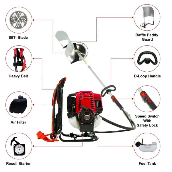 Balwaan BX 35B Brush Cutter, 35CC 4 Stroke Back Pack Crop Cutter Machine with Tap And Go Cutter - Image 3
