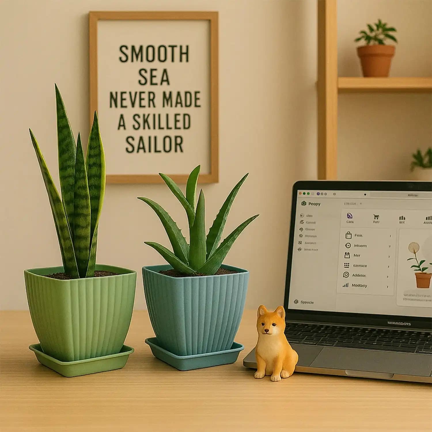 Trendy Flower Pots, Square Plastic with Matching Trays, Planters for Indoor & Outdoor Gardening, Multi-Colour (Set of 5) - Image 6