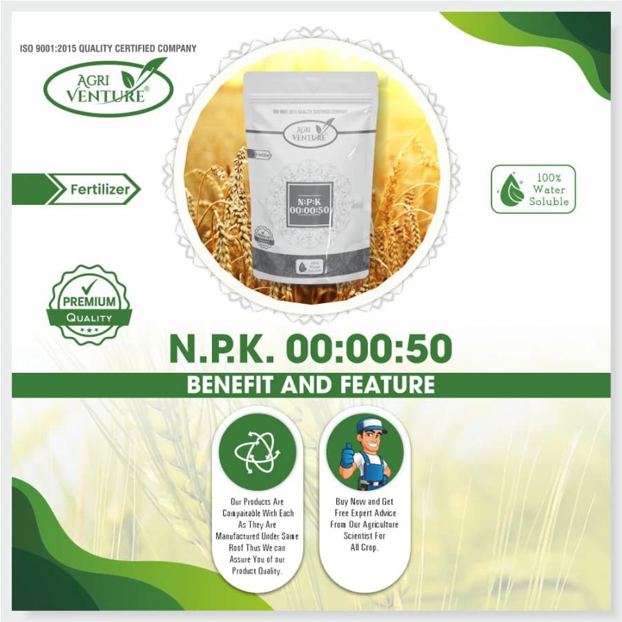 Agriventure NPK 00:00:50 Imported 100% Water Soluble Drip and Foliar Spray Fertilizer, Suitable For All Types of Plants & Agriculture Crops - Image 2