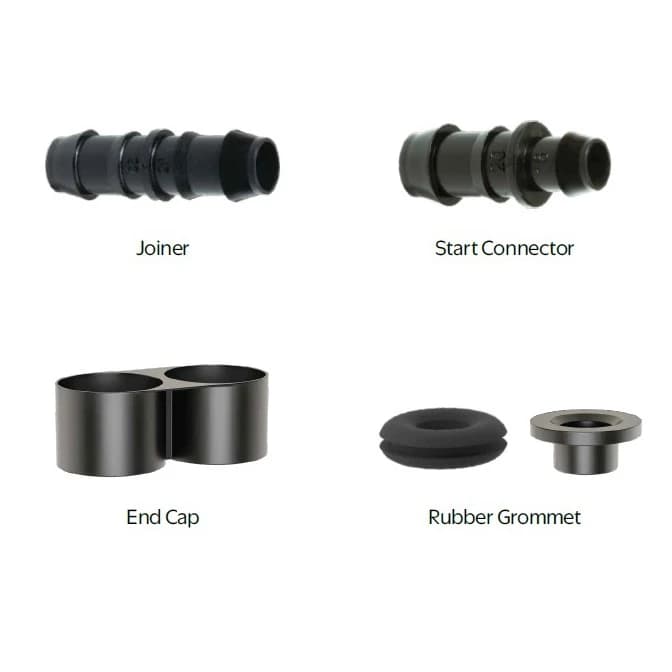 Bhumi 12mm Drip Irrigation Accessories For Complete Drip Setup (Grommet, Start Connector, Joiner, and End Cap) Each 25 Pcs - Image 1