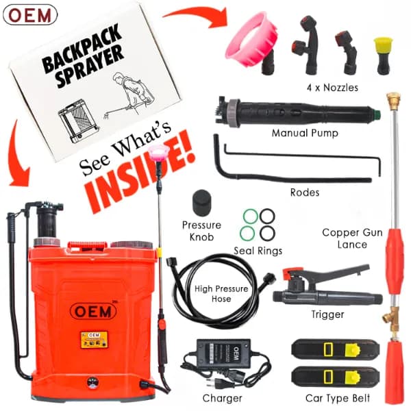 OEM 2 In 1 Battery and Manual Operated 12Vx12A (20L Capacity) Knapsack Sprayer With Free Gun, Heavy Battery, Heavy Copper Motor For High Pressure - Image 9
