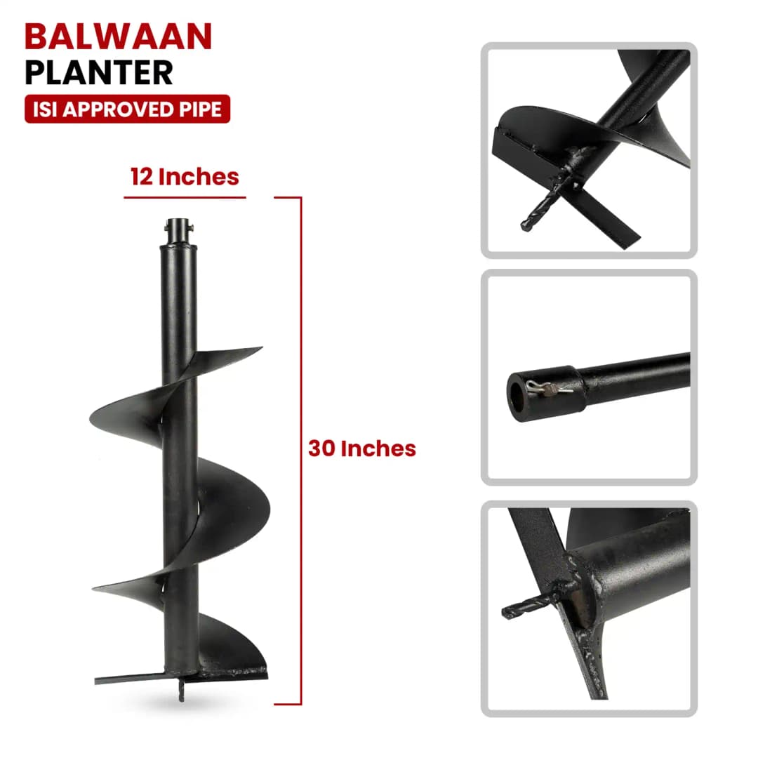 Balwaan PT-12 Single Spiral Earth Auger Planter, 12 Inch Width, Heavy-Duty, Durable And Rust-Resistant - Image 4