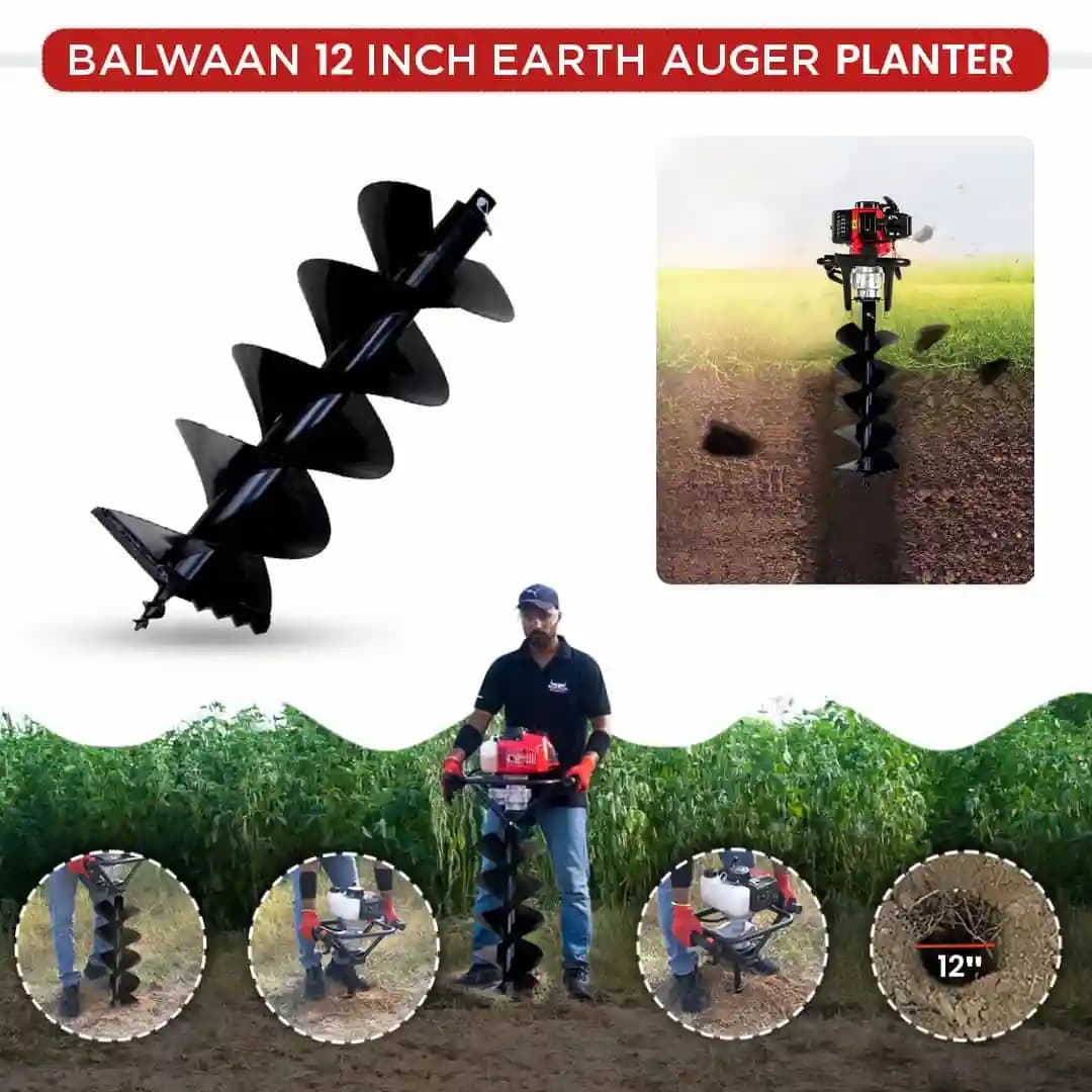 Balwaan PT-12D Double Spiral Planter, 12 Inch Width Earth Auger, Heavy-Duty, Faster Drilling And Durable - Image 3