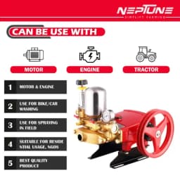 Neptune HTP-Gold Triplex Sprayer Pump, 22-30 L-min Output, High Pressure Tractor-Mounted Sprayer Pump for Fertilizer And Car Wash Solutions 2