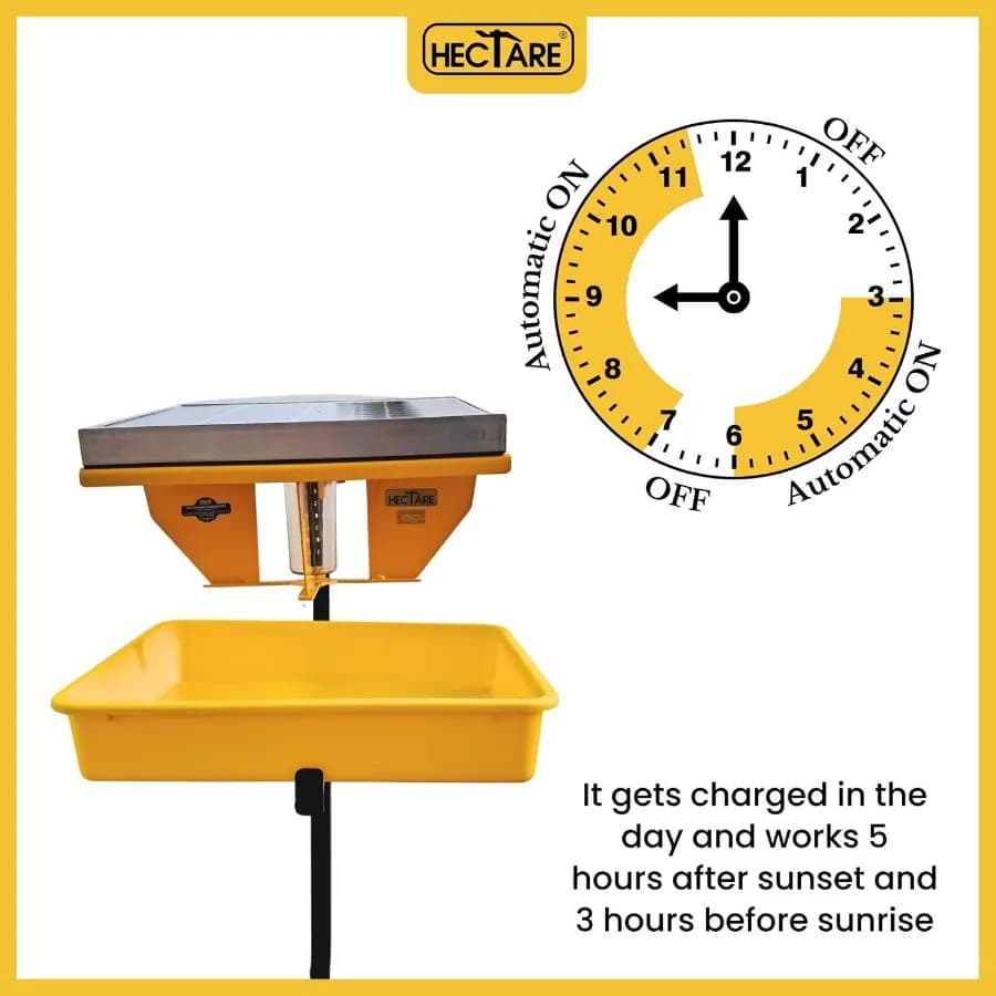 Hectare Automatic Solar Insect Trap with 10 watt Solar Panel UV Light. To capture all types of Insects of Crops. - Image 3