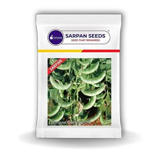 Sarpan Dolichos-4 Vegetable Seeds, Acidic Pods, Sickle-Shaped Beans, Bushy Plant