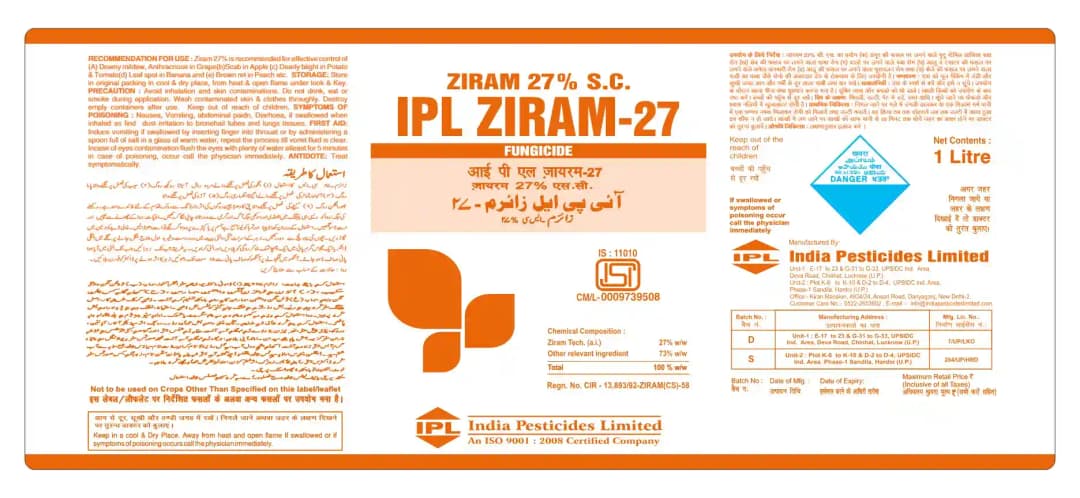 IPL Ziram 27% SC Contact Fungicide, Effective Against Wide Range Fungal Diseases - Image 7