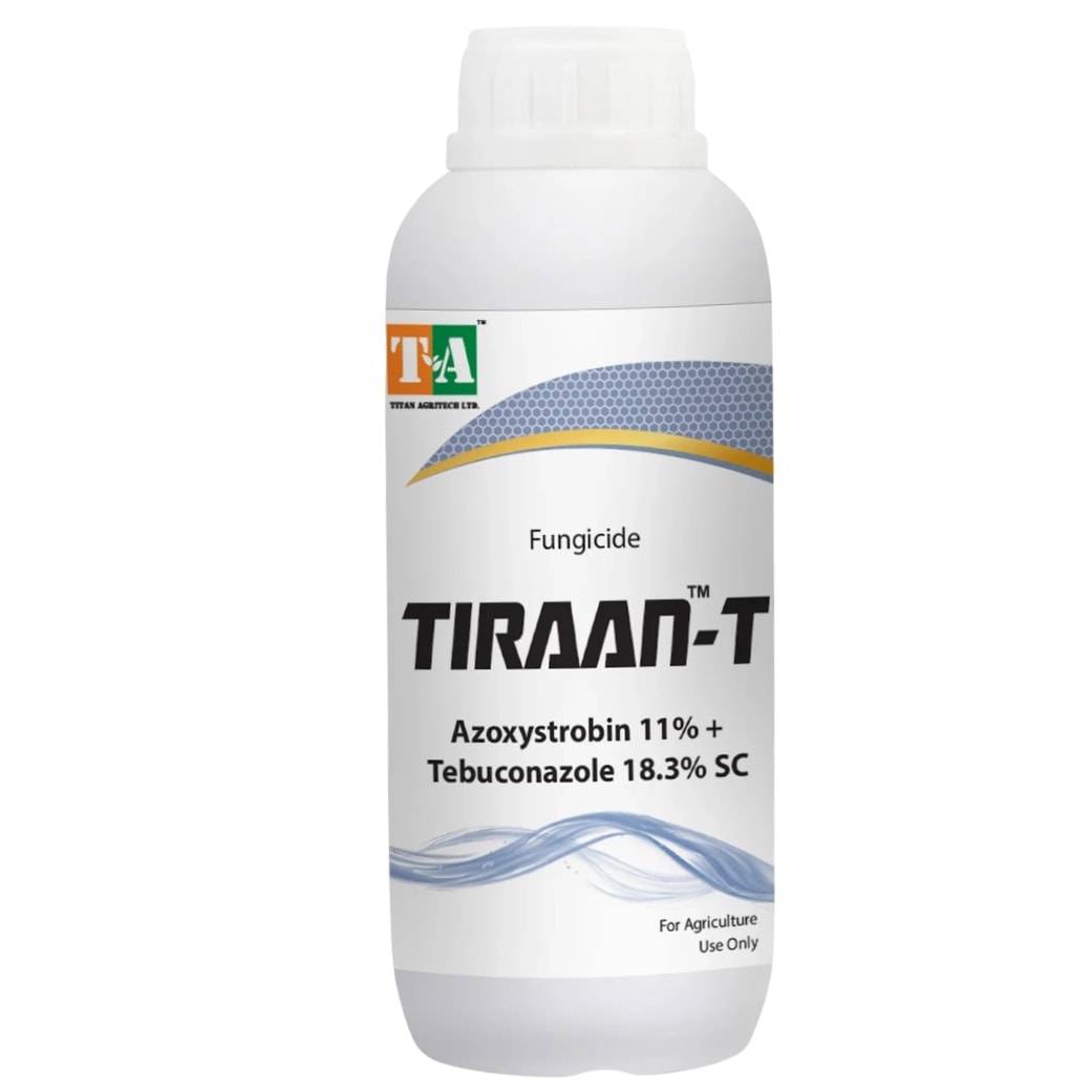 Titan Agritech Tiraan-T Azoxystrobin 11% + Tebuconazole 18.3% SC Fungicide, Broad Spectrum For Preventive And Curative Disease Control