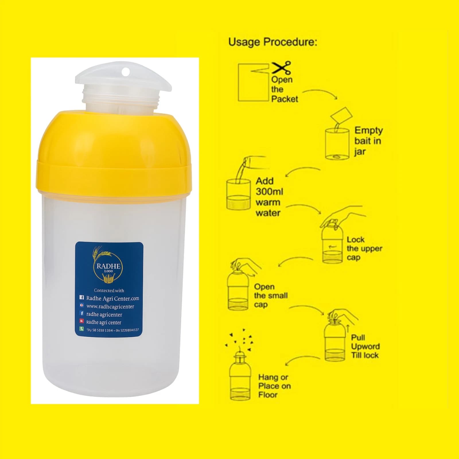 Radhe Agri Poultry Fly Trap Jar, Reusable, Eco-Friendly, Chemical Free For Farms And Animals - Image 2