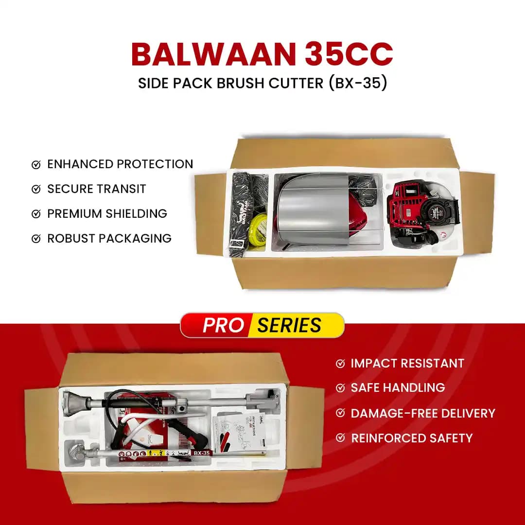 Balwaan BX-35 Pro Brush Cutter, 4-Stroke Petrol (35CC) With 80-T Blade, 3-T Blade And Tap N Go, Nylon Cutter - Image 5