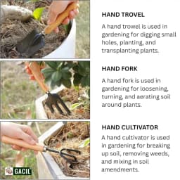 GACIL 5-In-1 Gardening Tool Kit Set For Home Garden, Includes Hand Gloves, Hand Shovel, Hand Fork, Hand Cultivator And Pruner 4
