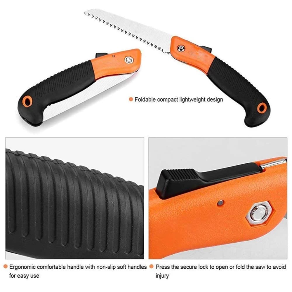 Radhe Agri Folding Pruner Cutter, Steel Manganese Garden Hand Saw Tools, Cutting Sawing Pruning Tree Branch Bypass Pruner (Manual) - Image 2