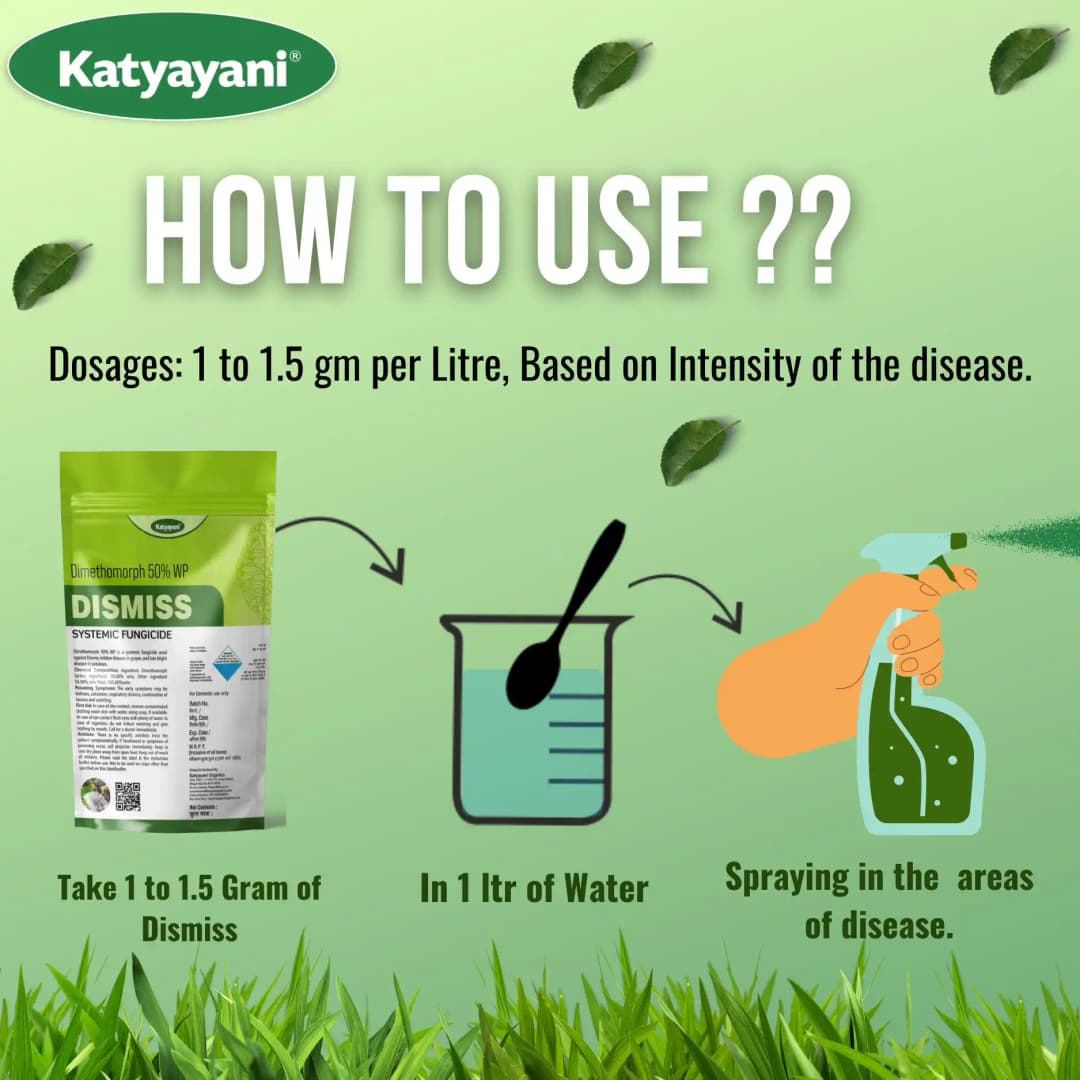 Katyayani Dismiss Dimethomorph 50% WP Fungicide, Effective Control of Downy Mildew, Late Blight, and Other Fungal Diseases - Image 5