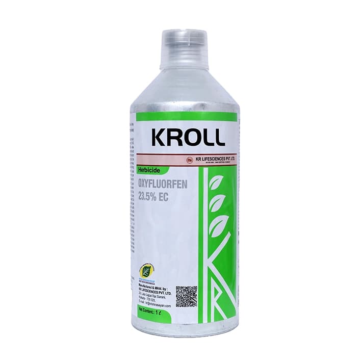 Krishi Rasayan Kroll Oxyfluorfen 23.5% EC, Pre Emergence Herbicide, Broadleaf and Grass Weeds.