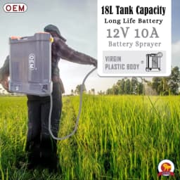OEM Battery Sprayer With 12V x 10A Battery (18 L Capacity), Copper High Pressure Motor, 4 Free Nozzles Powerful Agricultural Sprayer 7