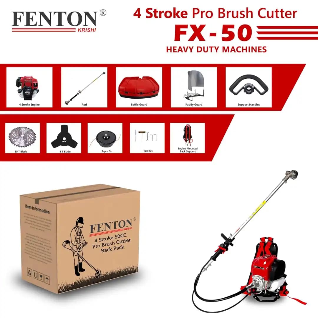 Fenton Krishi Back Pack FX-50 Pro Brush Cutter, 50CC, 4-Stroke, 2.5HP Engine, 750ML Fuel Tank, Best For Gardens, Backyards And Small Fields - Image 5