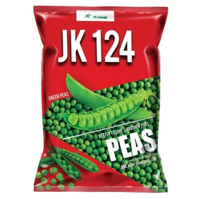 JK 124 ಹೈಬ್ರಿಡ್ ಹಸಿರು ಬಟಾಣಿ ಬೀಜಗಳು, ಗಾಢ ಹಸಿರು ಕಾಯಿಗಳು, ರೋಗ ಸಹಿಷ್ಣು, ಹೆಚ್ಚಿನ ಇಳುವರಿ