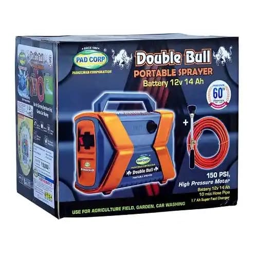 Pad Corp Double Bull Portable Battery Sprayer & Car Washer, Drip Injector 12 Volt x 14 Amp with 10 Meter High Pressure Hose Pipe - Image 15