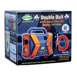 Pad Corp Double Bull Portable Battery Sprayer & Car Washer, Drip Injector 12 Volt x 14 Amp with 10 Meter High Pressure Hose Pipe 15
