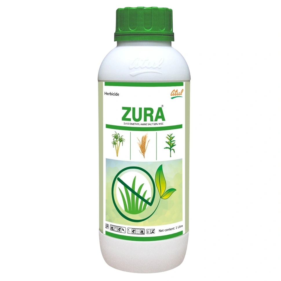 Atul ZURA 2, 4-D Dimethyl Amine Salt 58% WSC Herbicide, Post-Emergence, Effective Control Broadleaf Weeds In Multiple Crops