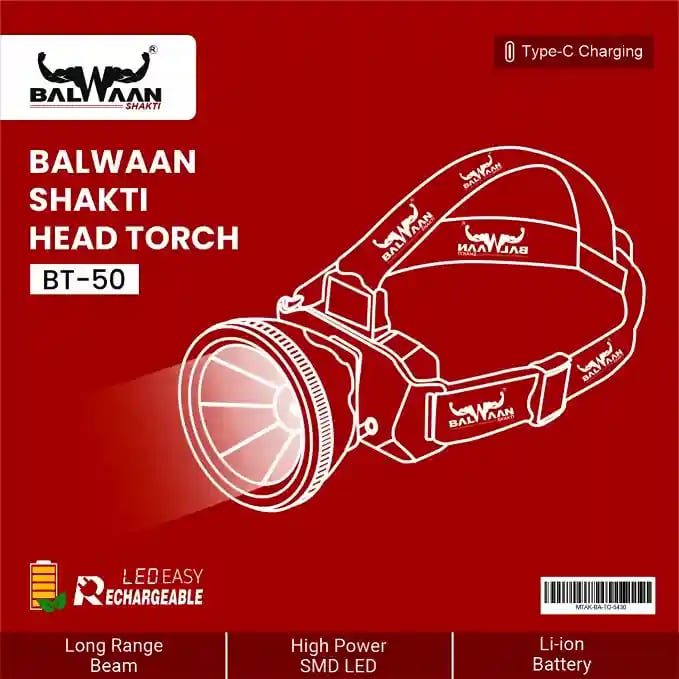 Balwaan Shakti BT-50 LED Head Torch - 5 Watt
