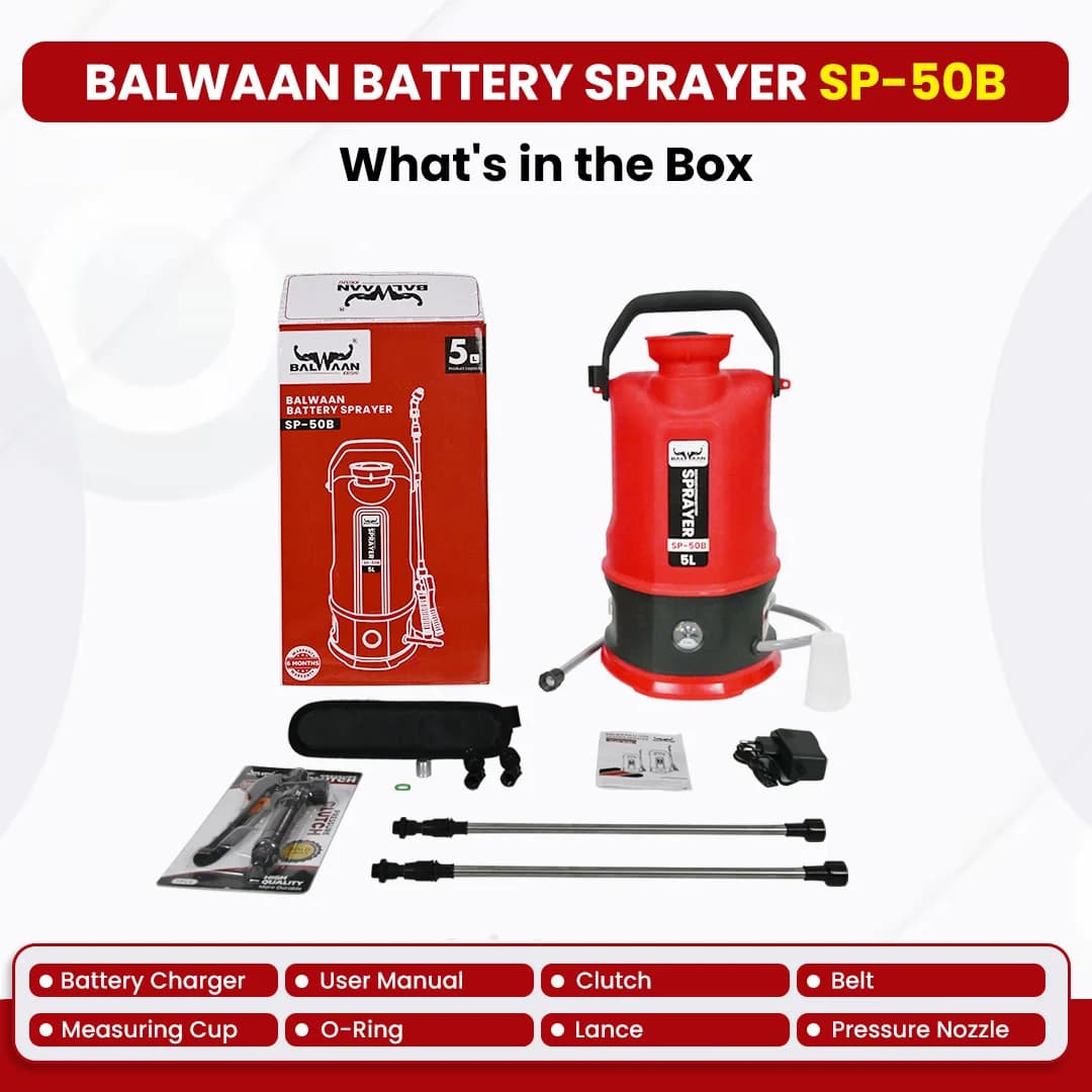 Balwaan SP-50B Li-Ion Garden Battery Sprayer, Battery Operated High-Pressure Sprayer, 5 L Tank Capacity, Use for Gardening, Agriculture and Lawn Care - Image 4
