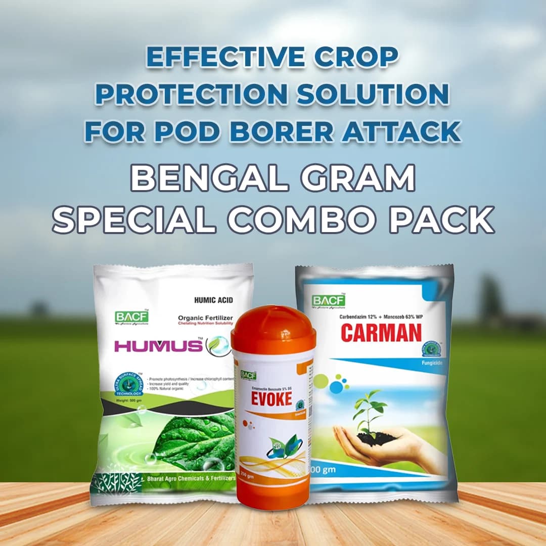 Chickpea, Bengal Gram Special Combo Pack (Evoke 250 GM + Carman 500 GM + Humus 500 GM) For Pod Borer, Fusarium Wilt and Vegetative Growth, For 1 Acre - Image 2