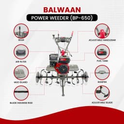 Balwaan BP-650 Power Weeder, 7 HP High Power Engine, 4 Stroke, Used For Weeding In All Types of Agriculture Crops 9