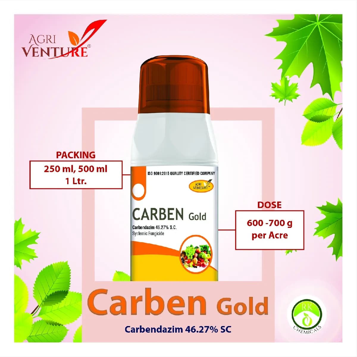 Agriventure Carben Gold (Carbendazim 46.27% SC) Broad Spectrum Systemic Fungicide - Image 2