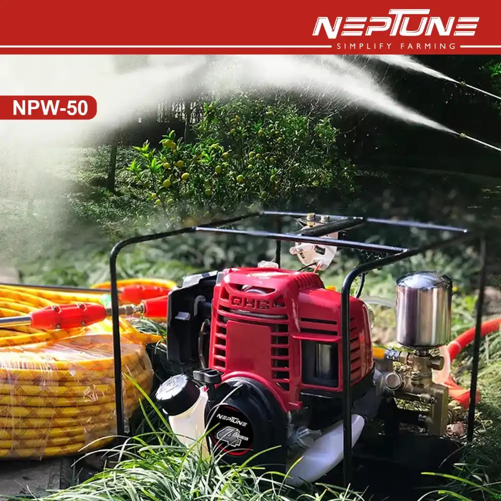 Neptune NPW-50 4-Stroke Portable Power Sprayer, 35CC Petrol Engine, 15 Meter Hose, High Pressure Up To 35 Feet Spray, Ideal For Farming & Garden - Image 2