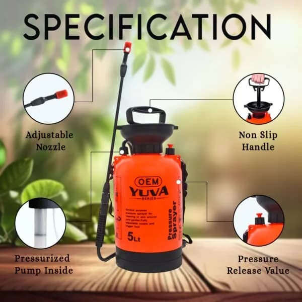 OEM Multipurpose 5L Capacity Garden Sprayer, Heavy-Duty Manual Pump For Spraying Pesticides, Herbicides, And Fertilizers - Image 6