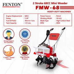 Fenton Krishi FMW-68 Mini Power Weeder, 2 Stroke, 68 CC, 3HP, For Cultivation And Rotary 4