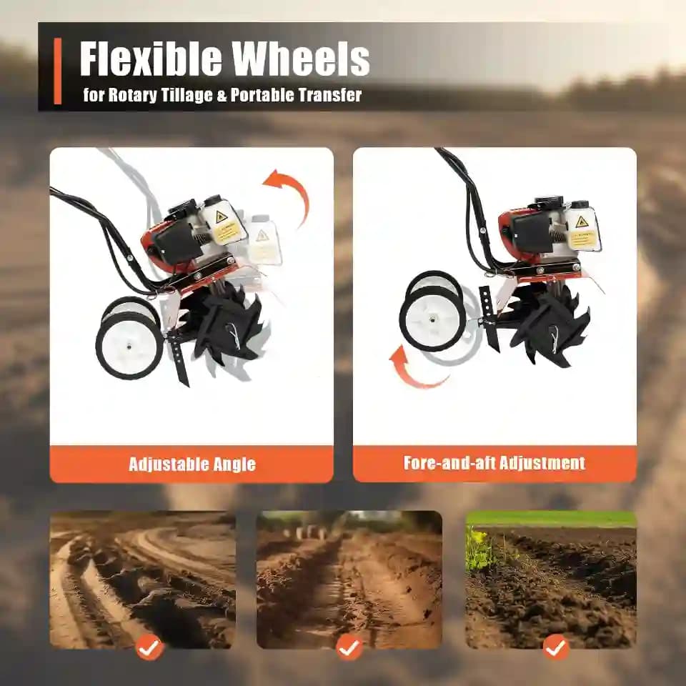 Neptune NC-52 Bottom Mini Power Tiller, 52CC, 2HP Petrol Engine, High Carbon Blades, 10 Width, 4 Depth, Perfect for Agriculture, Farm & Garden Work - Image 4