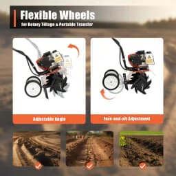 Neptune NC-52 Bottom Mini Power Tiller, 52CC, 2HP Petrol Engine, High Carbon Blades, 10 Width, 4 Depth, Perfect for Agriculture, Farm & Garden Work 4