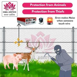 Kamal Agrotech Zhatka Machine Solar Fence Protector Kit, With Solar Panel, Battery, Siren, Insulator, 50 Acre Coverage 10