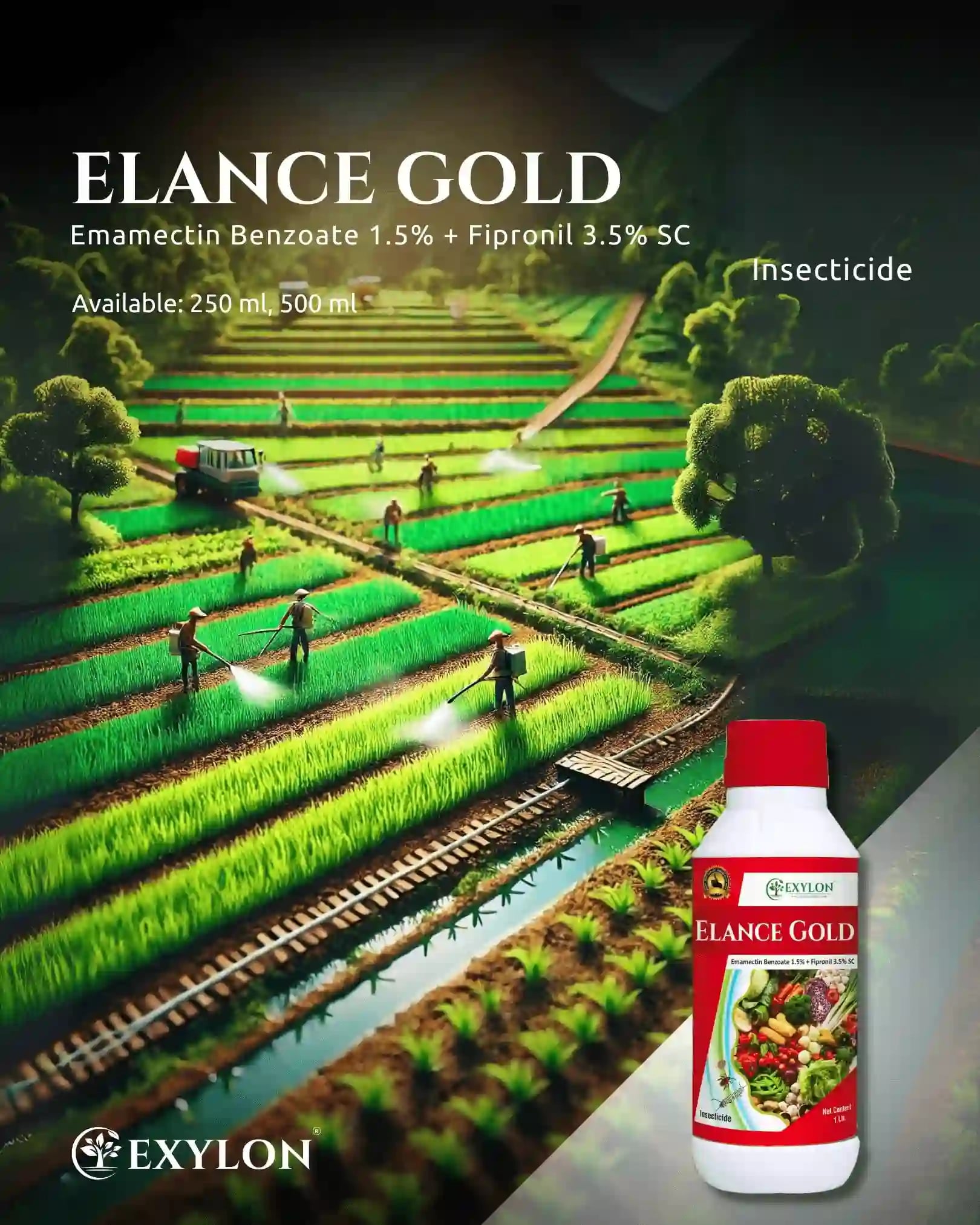 Exylon Elance Gold Emamectin Benzoate 1.5% + Fipronil 3.5% SC Insecticide, Broad-Spectrum, Effective Pest Control In Multiple Crops