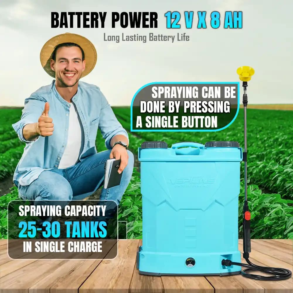 Neptune Model-12 Knapsack Battery Sprayer, 12V 8Amp, 20L Tank, Telescopic Lance with 4 Nozzles, Ideal for Farming & Garden Spraying (Color May Vary) - Image 5