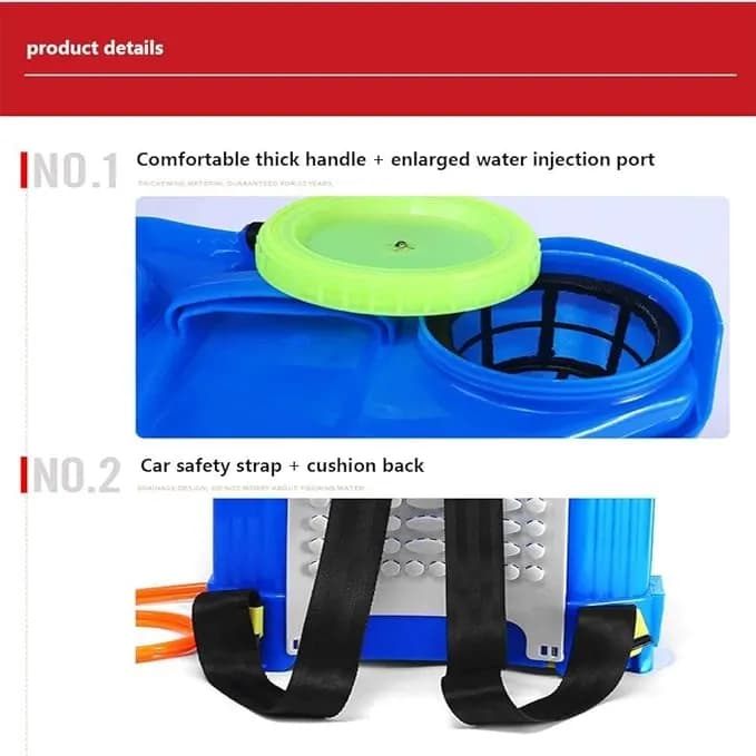 FarmEarth Super 2 In 1 Agriculture Hand and Battery Operated Knapsack Garden Sprayer, 16L Capacity, 12V x 8A Battery, Blue Color - Image 3