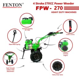 Fenton Krishi FMW-270 Mini Weeder, 270CC, 4-Stroke, 9HP Engine, 3.6L Fuel Tank, Best For Cultivation And Rotary And PTO 3