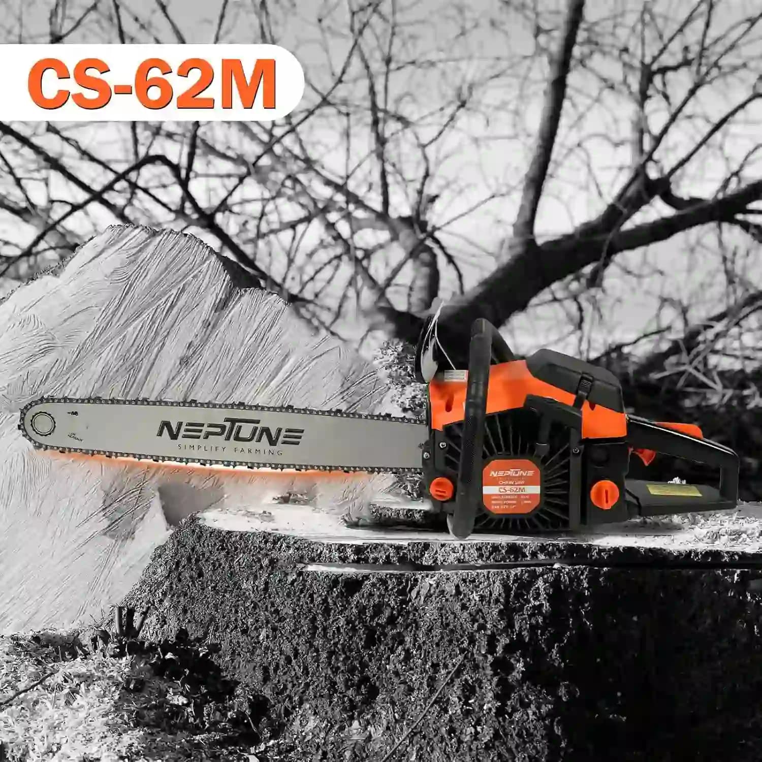 Neptune CS-62 Chain Saw 62CC Powerful 2 Stroke Petrol, Woodcutting Saw, 22 Inch Blade, Professional Cutter For Trees, Garden And Agriculture - Image 12