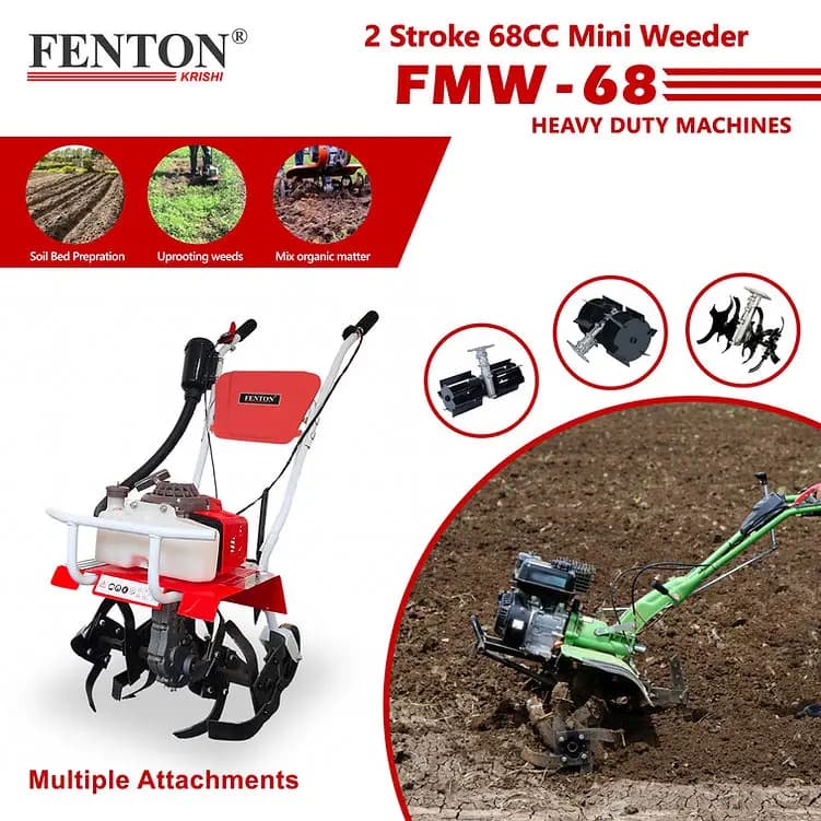 Fenton Krishi FMW-68 Mini Power Weeder, 2 Stroke, 68 CC, 3HP, For Cultivation And Rotary - Image 3