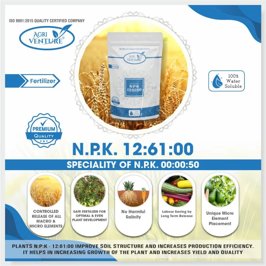 Agriventure NPK 12:61:00 Imported 100% Water Soluble Drip Fertilizer, Use for Vegetables and Fruits - Image 3