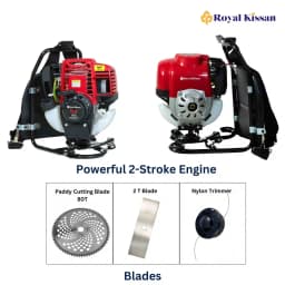 Royal Kissan RK350 Ultra Premium Brush Cutter 4-Stroke Back Pack, 35.8CC Petrol Engine 80T-2T Nylon Trimmer Blades, Gardening, Lawn Grass Trimming 3