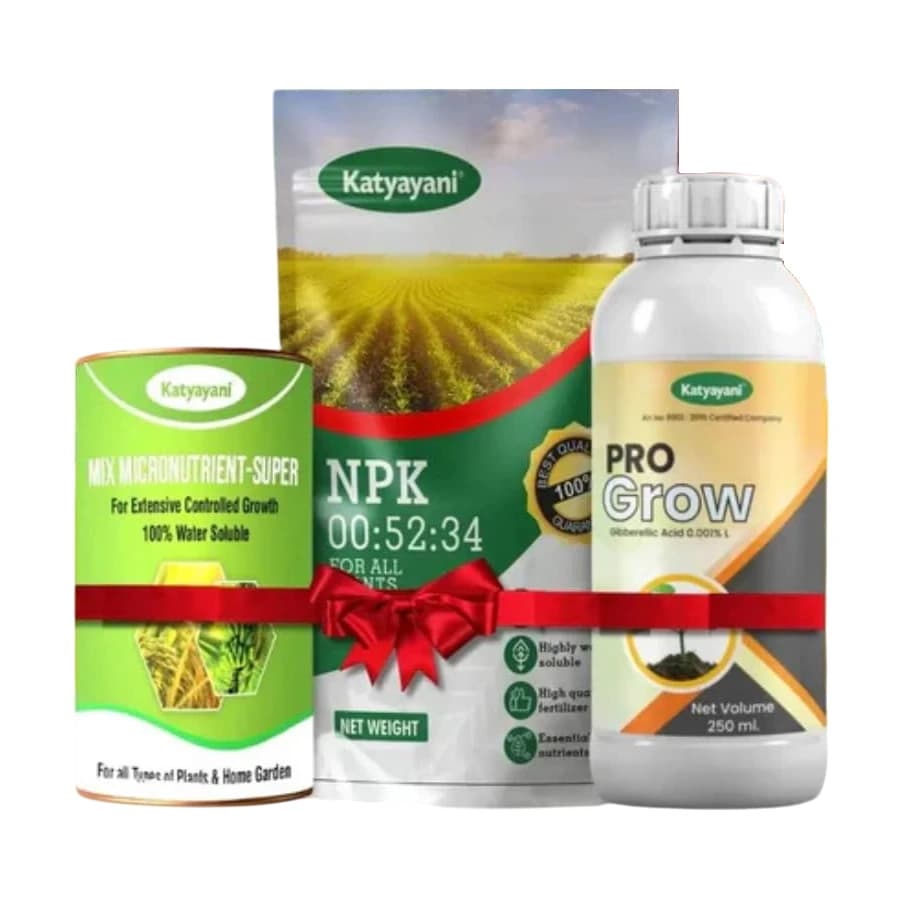 Katyayani Upaj Badhao Combo, Boost Crop Growth (Npk 00:52:34 1kg, Mix Micronutrient 100gm, Pro Grow 250ml)