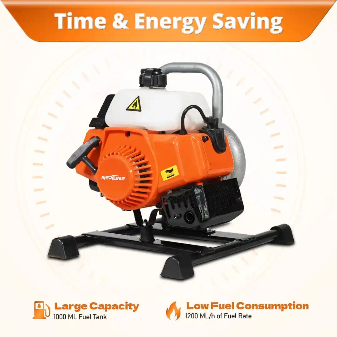 Neptune 43CC Portable Water Pump 1.5 Inch Outlet, Powerful 2 Stroke Petrol Engine, Maximum Discharge 135 L.min Ideal for Farming, Draining & Gardening - Image 6