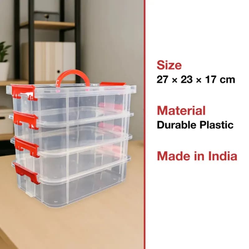 4-Layer Transparent Multipurpose Plastic Storage Box with Handle - Image 5